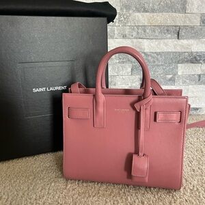 Saint Laurent Rose pink Leather nano Sac de Jour Satchel purse